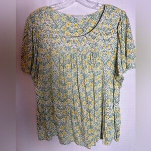 Lucky Brand Floral Blouse - Yellow and Green